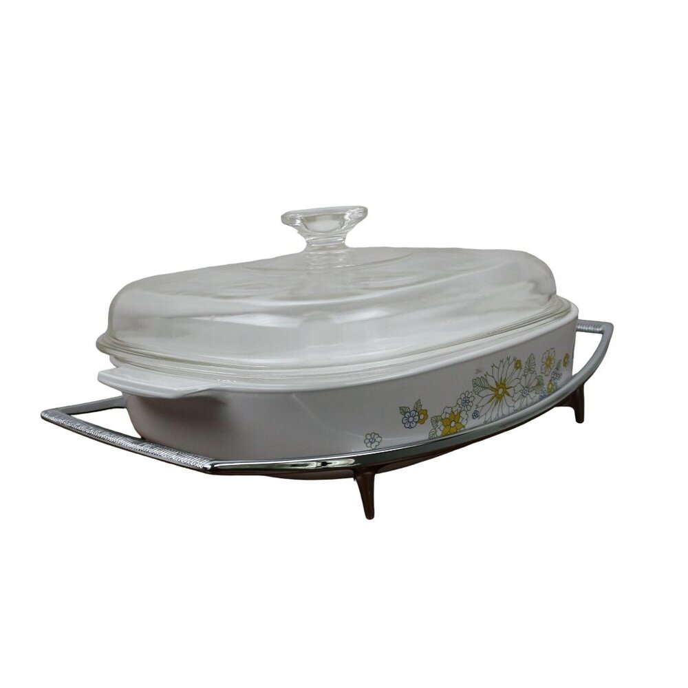 Vintage Corning Ware 9 3/4 x 9 3/4 x 2 Floral Bouquet Casserole Dish and Trivet - Picture 3 of 10